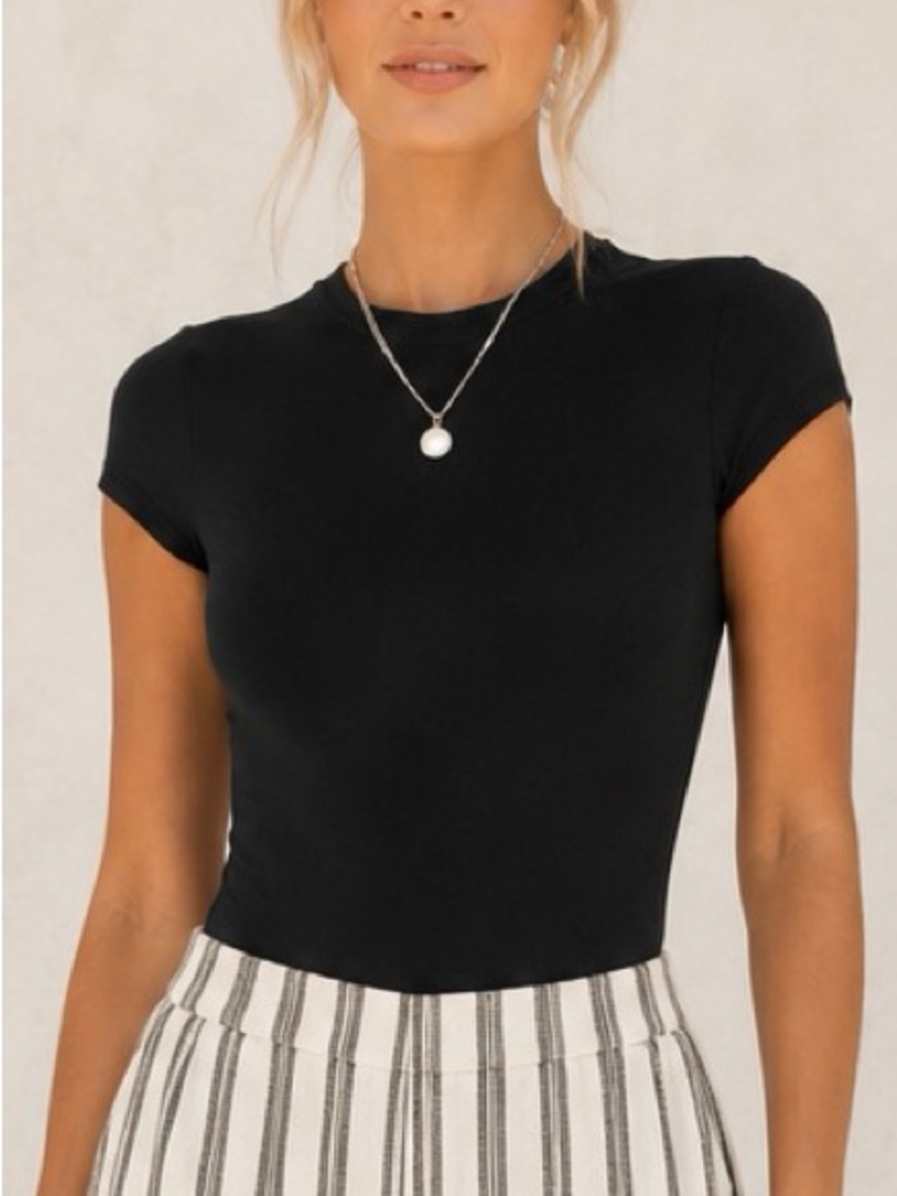 Lulu’s Clean Girl Sleek Style Black Funnel Neck Bodysuit, Size XS